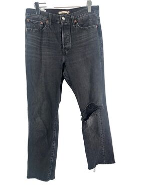 Levi's Wedgie Straight Black/Charcoal Jeans ripped knee y2k Size 30